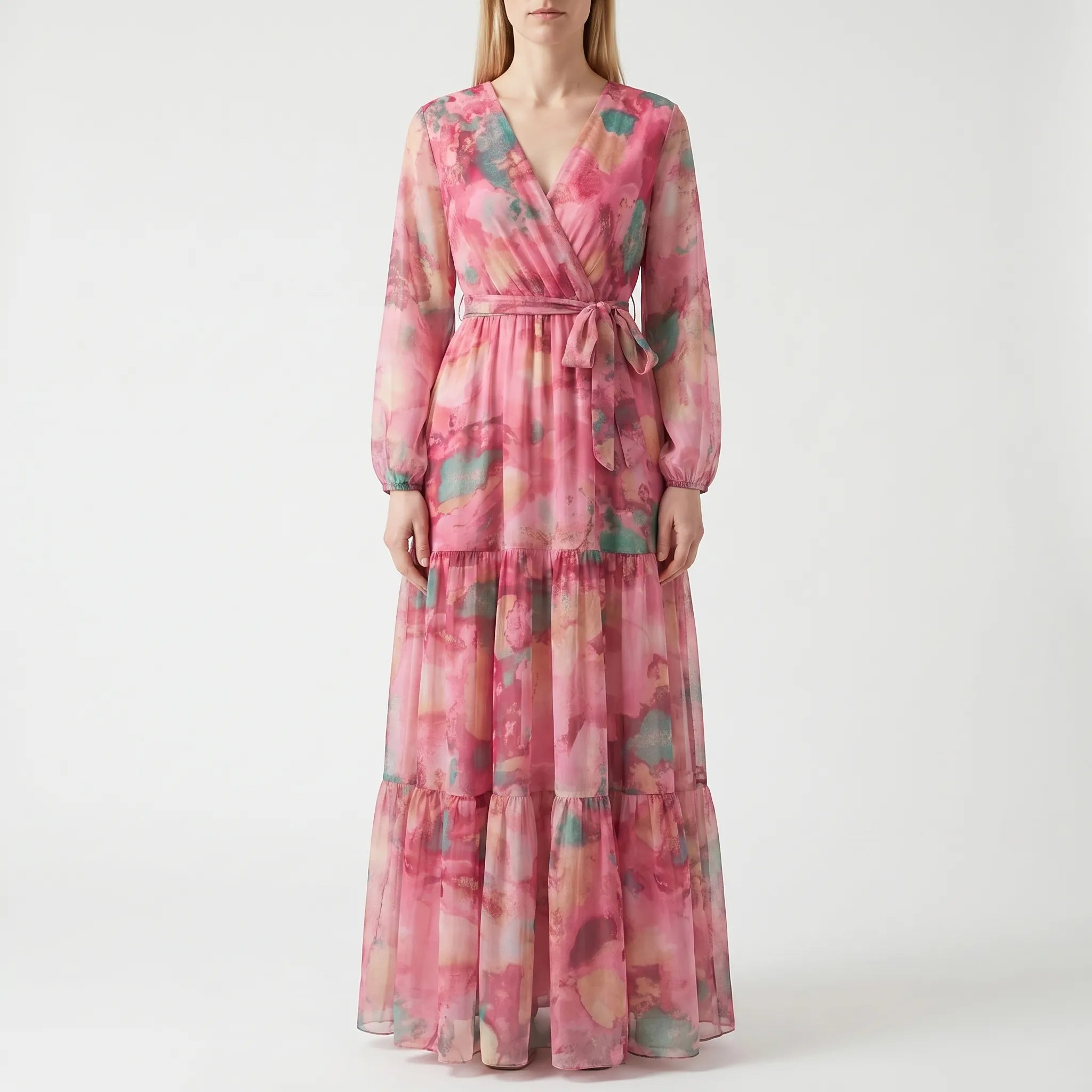 Blosswyn - Long-Sleeve Floral Abstract Maxi Dress