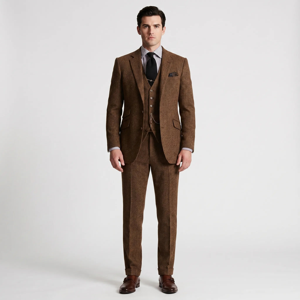 Crestholm - Slim Fit Notch Lapel Three-Piece Suit