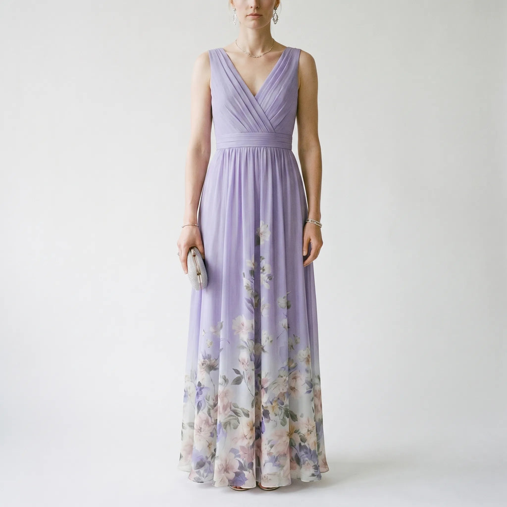 Floriven - Floral Print V-Neck Maxi Dress
