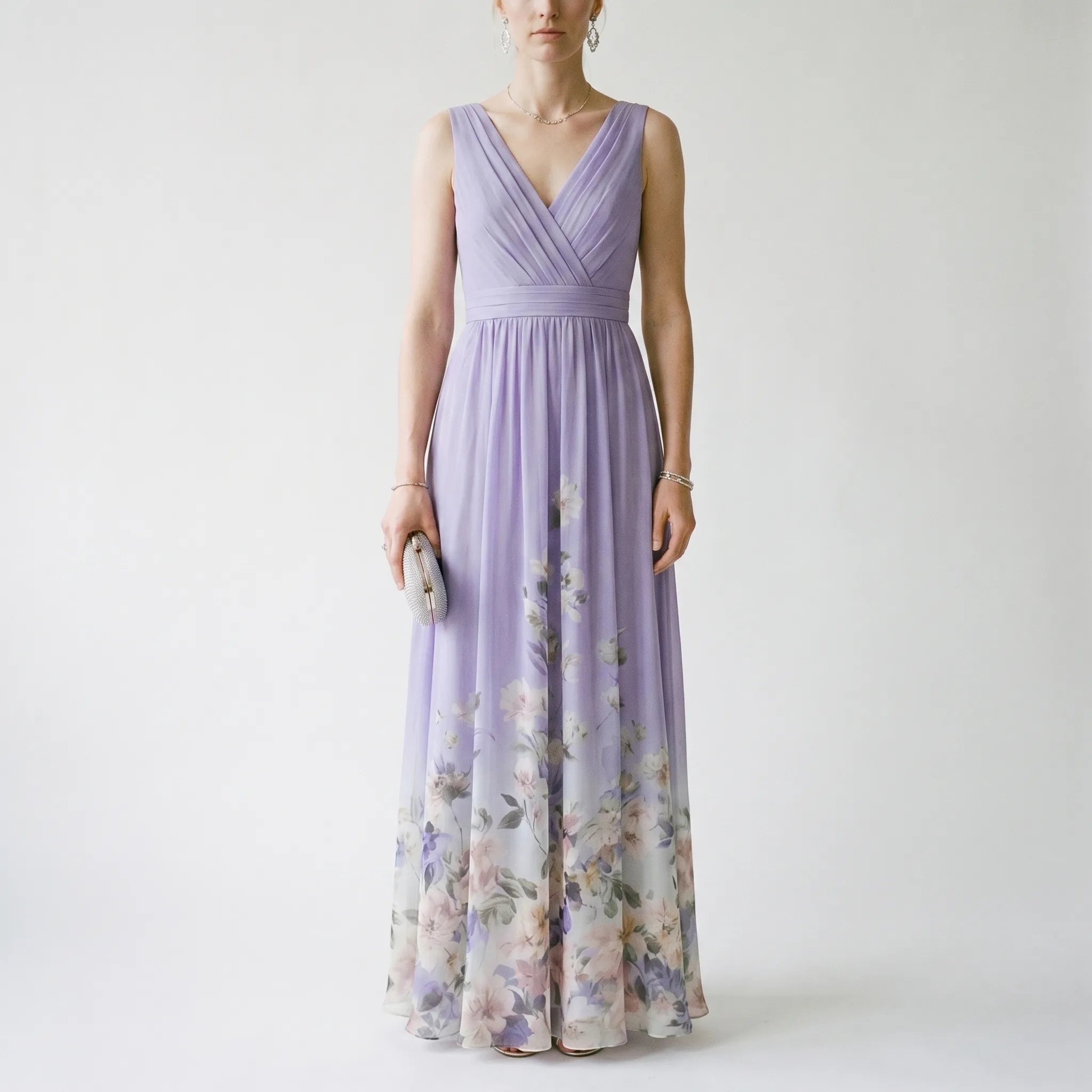 Floriven - Floral Print V-Neck Maxi Dress