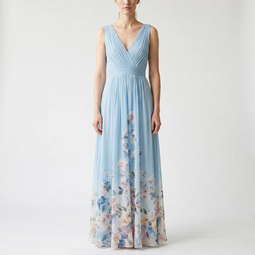 Floriven - Floral Print V-Neck Maxi Dress