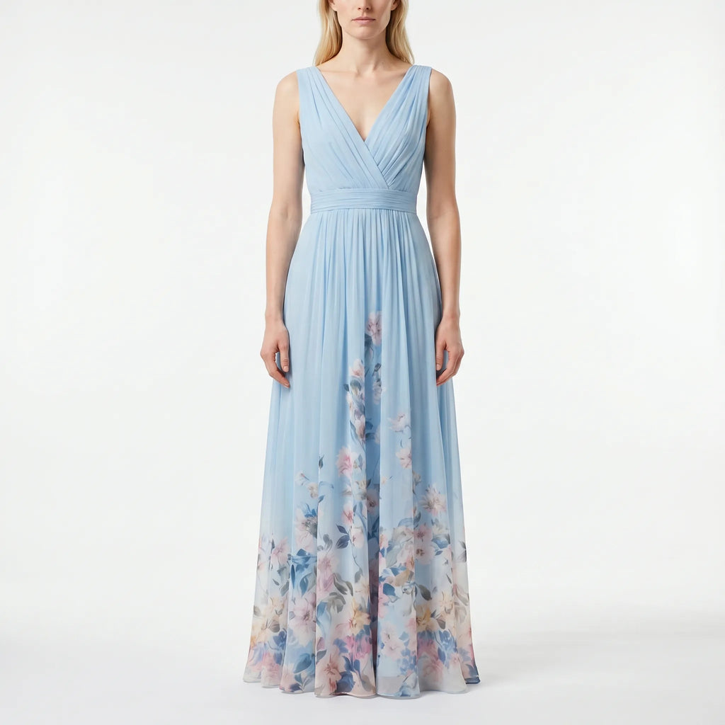 Floriven - Floral Print V-Neck Maxi Dress