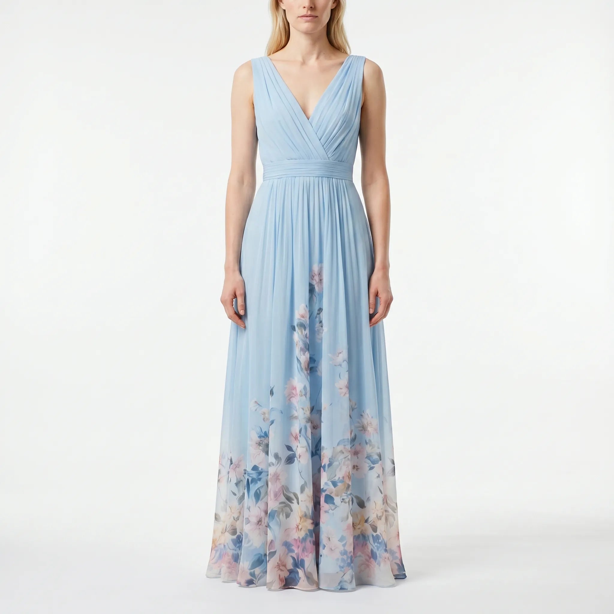 Floriven - Floral Print V-Neck Maxi Dress