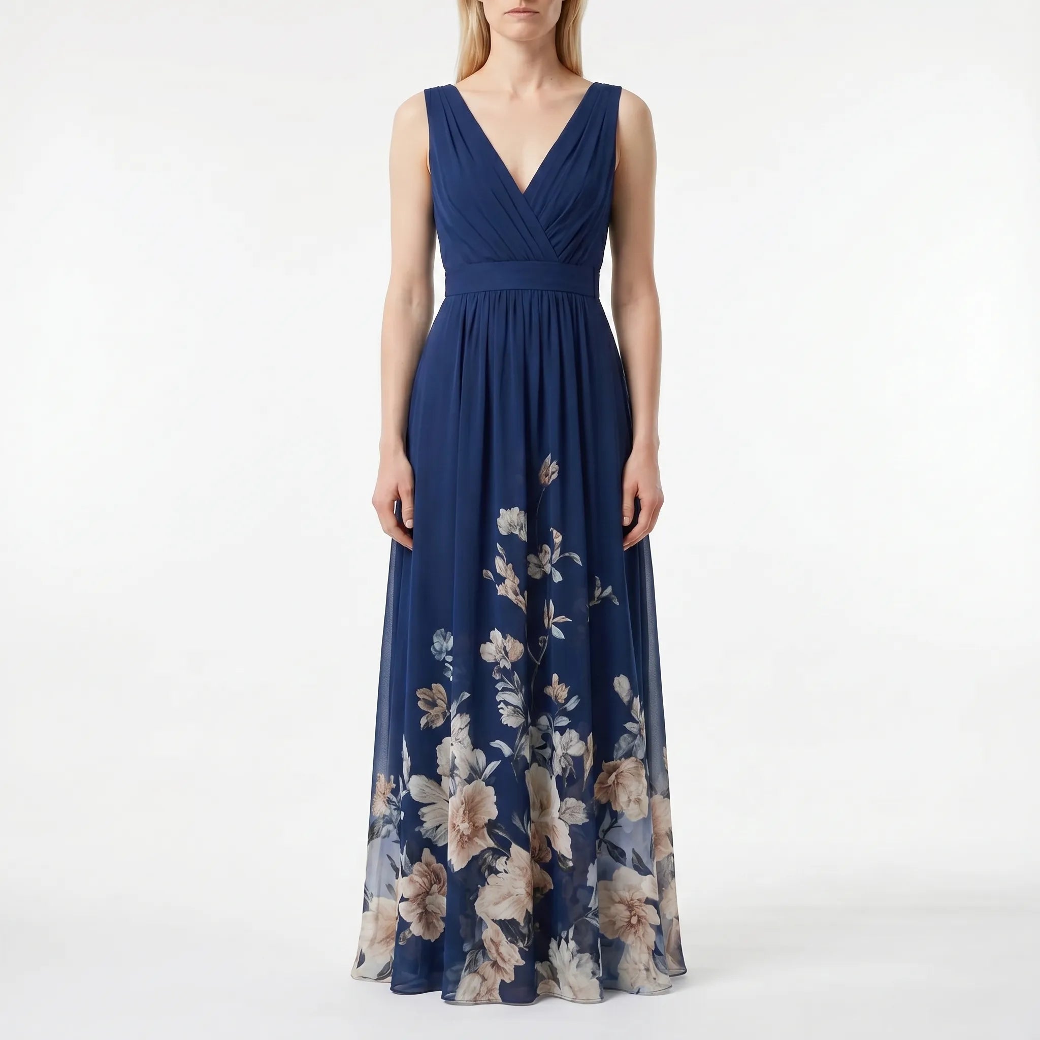 Floriven - Floral Print V-Neck Maxi Dress