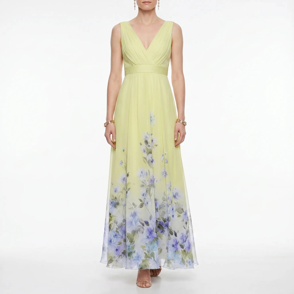 Floriven - Floral Print V-Neck Maxi Dress