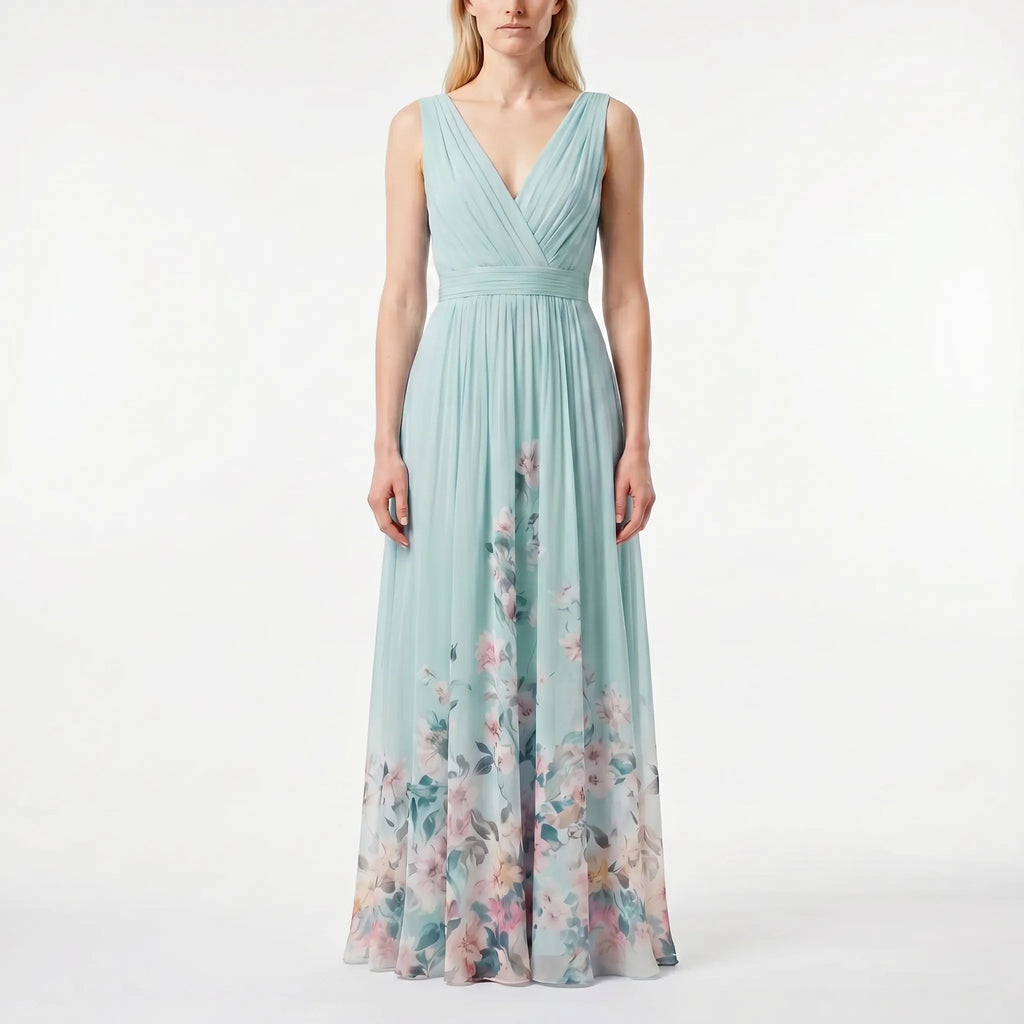 Floriven - Floral Print V-Neck Maxi Dress