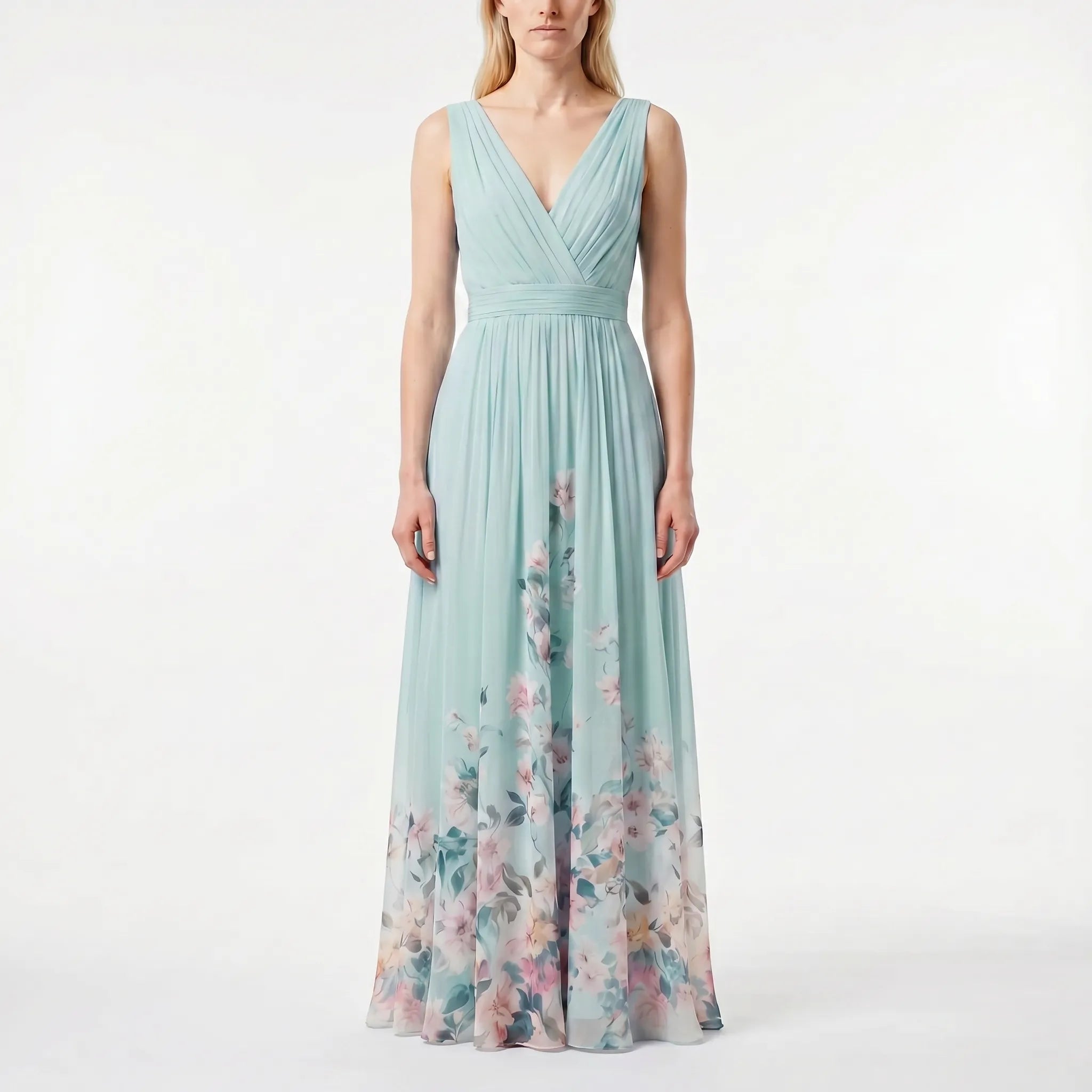 Floriven - Floral Print V-Neck Maxi Dress