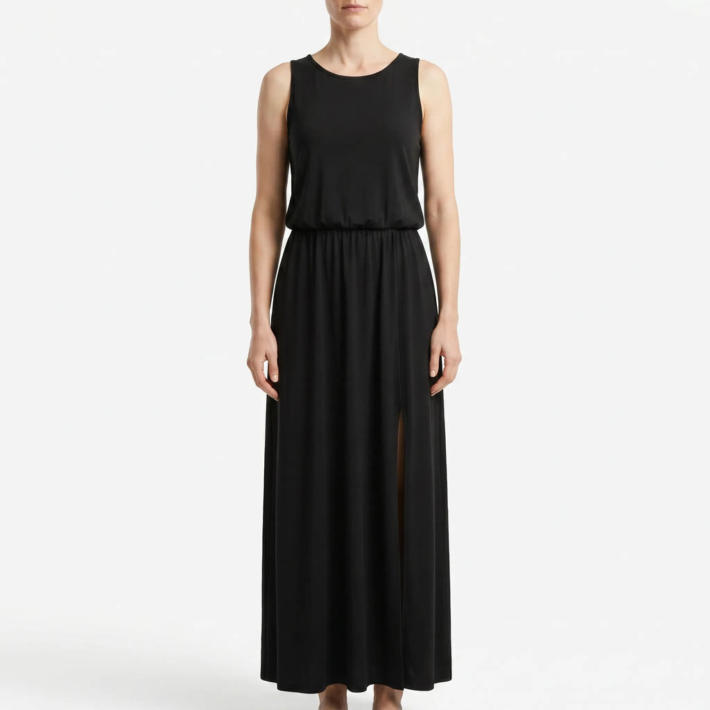Flovala - Sleeveless Maxi Dress With Side Slit