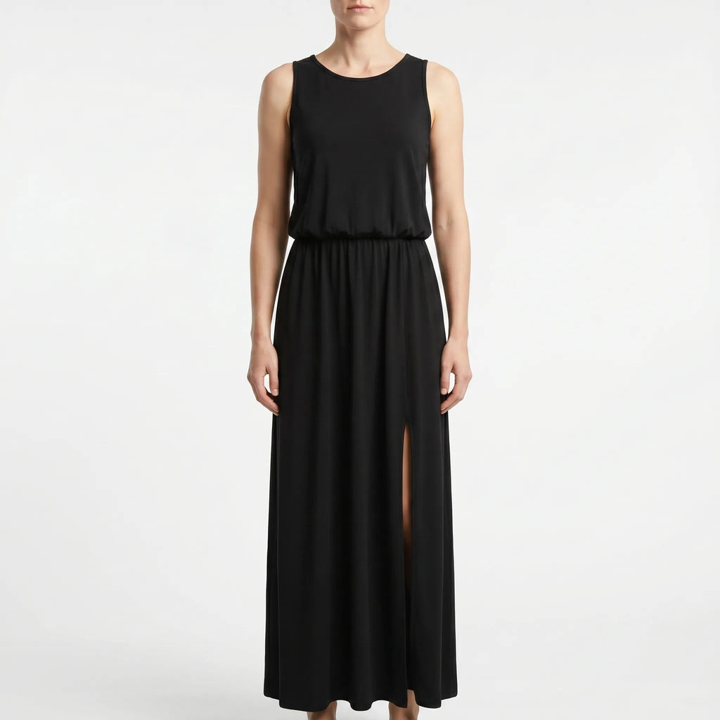Flovala - Sleeveless Maxi Dress With Side Slit