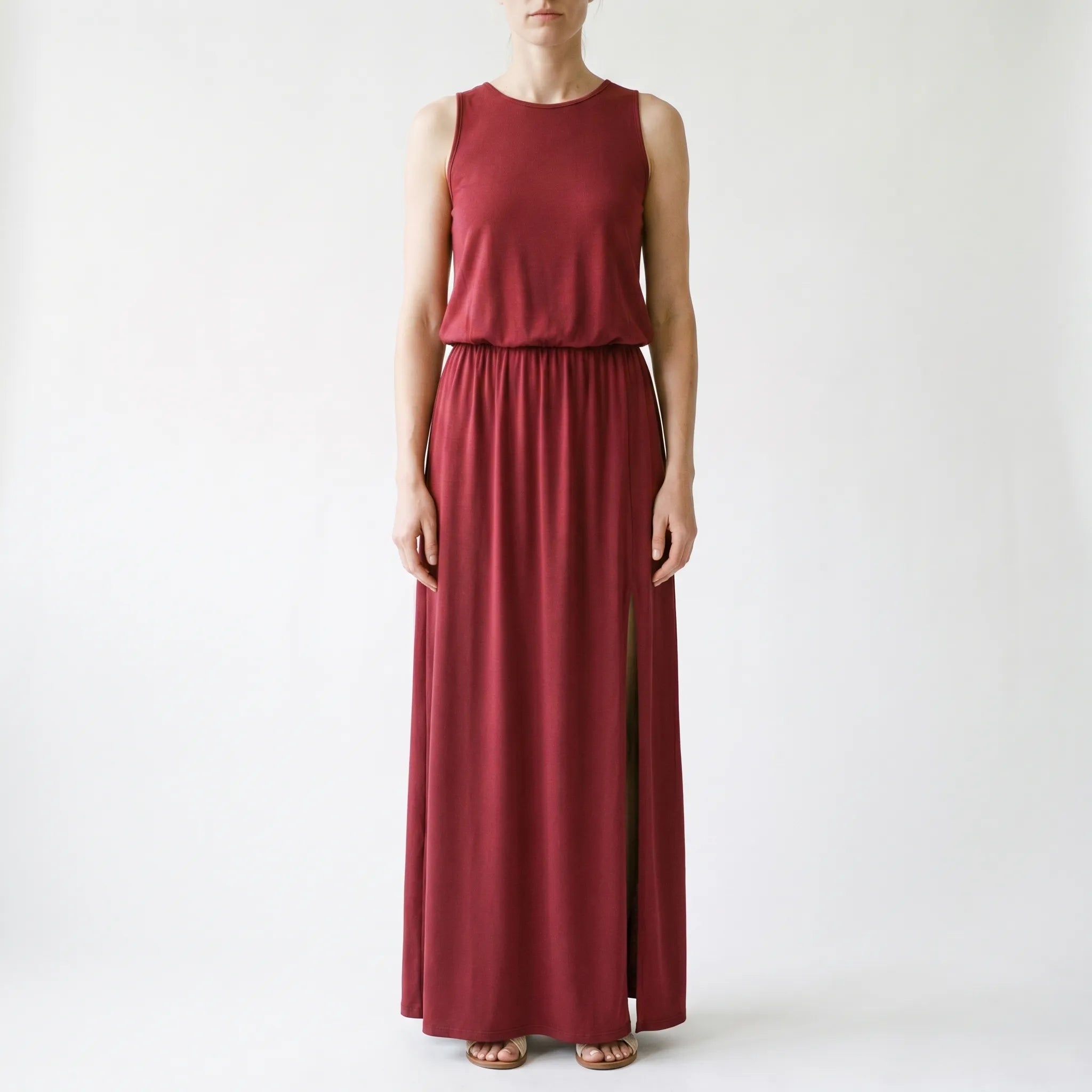 Flovala - Sleeveless Maxi Dress With Side Slit