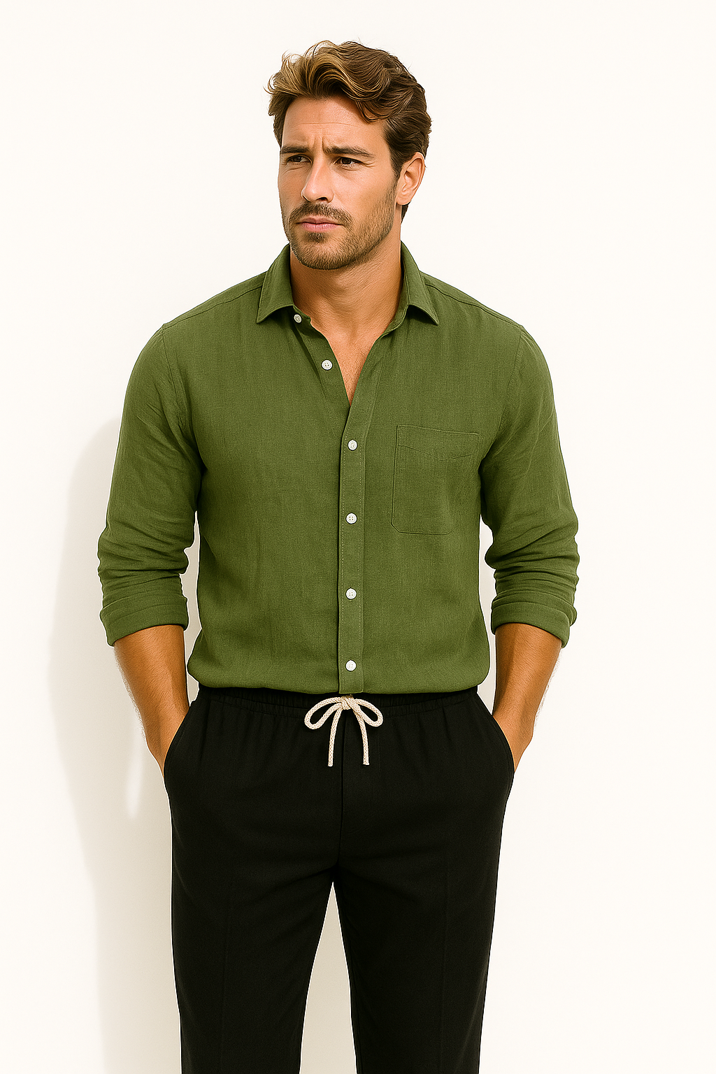 Men’s Linen Blend Long Sleeve Shirt