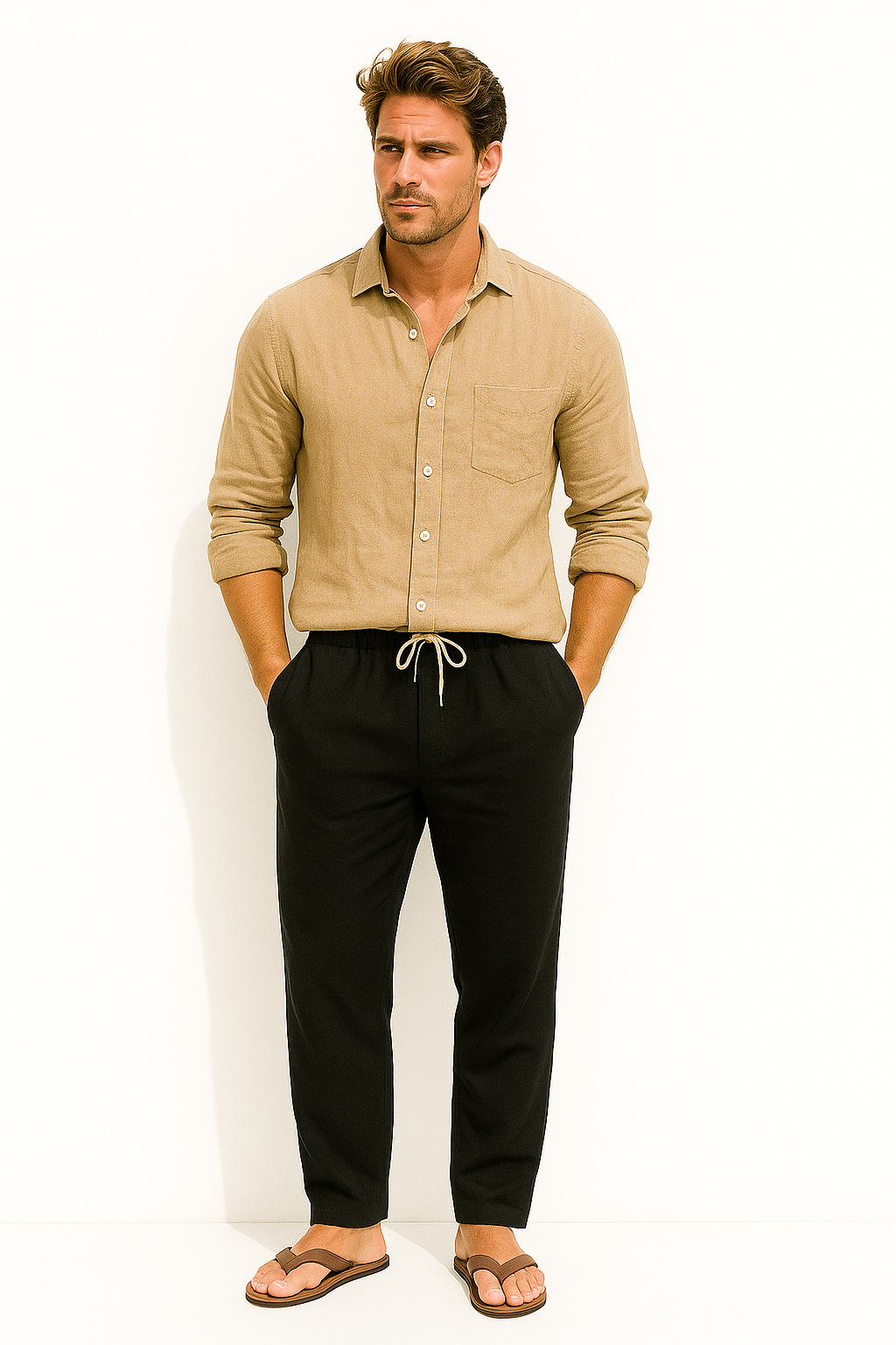 Men’s Linen Blend Long Sleeve Shirt