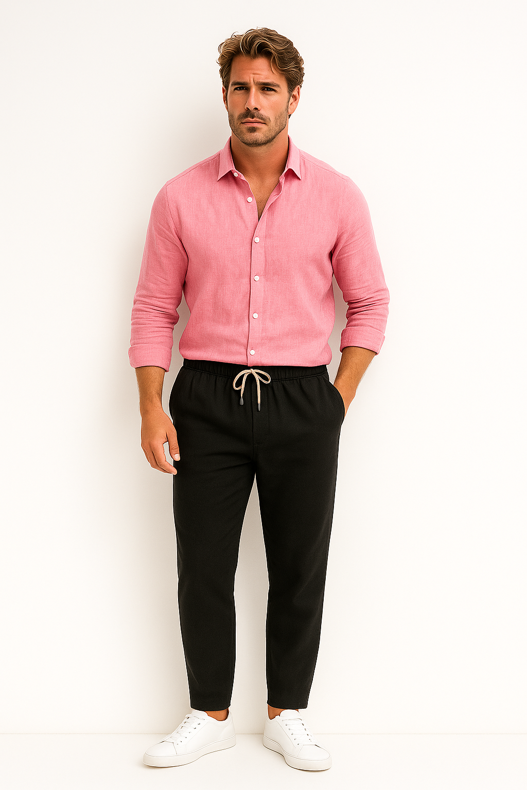 Men’s Linen Blend Long Sleeve Shirt