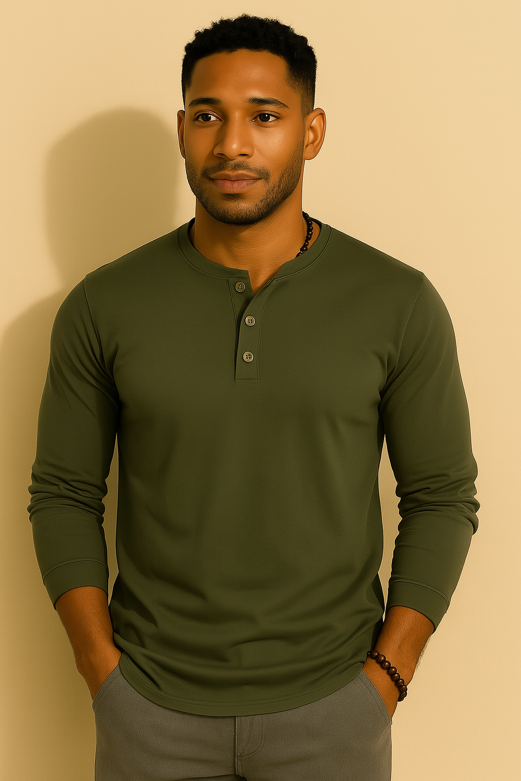 Men’s Long Sleeve Henley T-Shirt