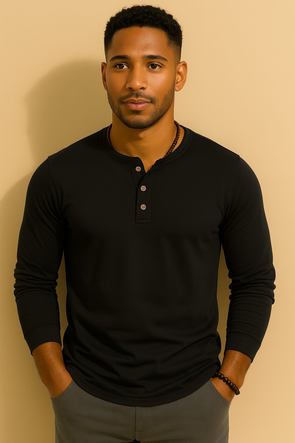 Men’s Long Sleeve Henley T-Shirt