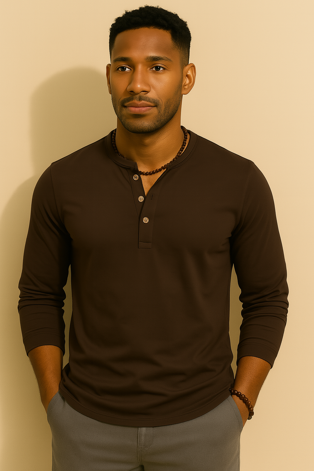 Men’s Long Sleeve Henley T-Shirt