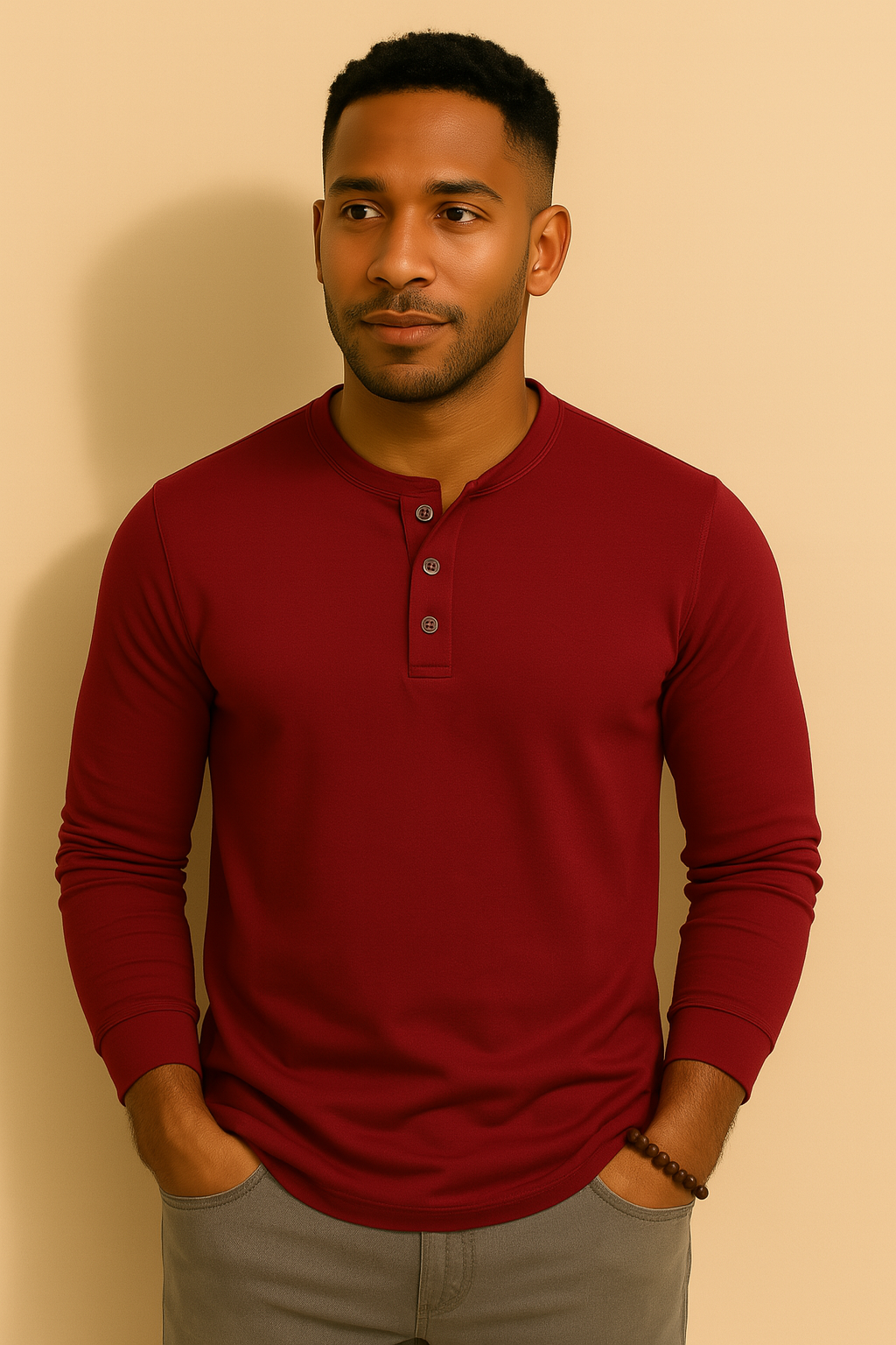 Men’s Long Sleeve Henley T-Shirt