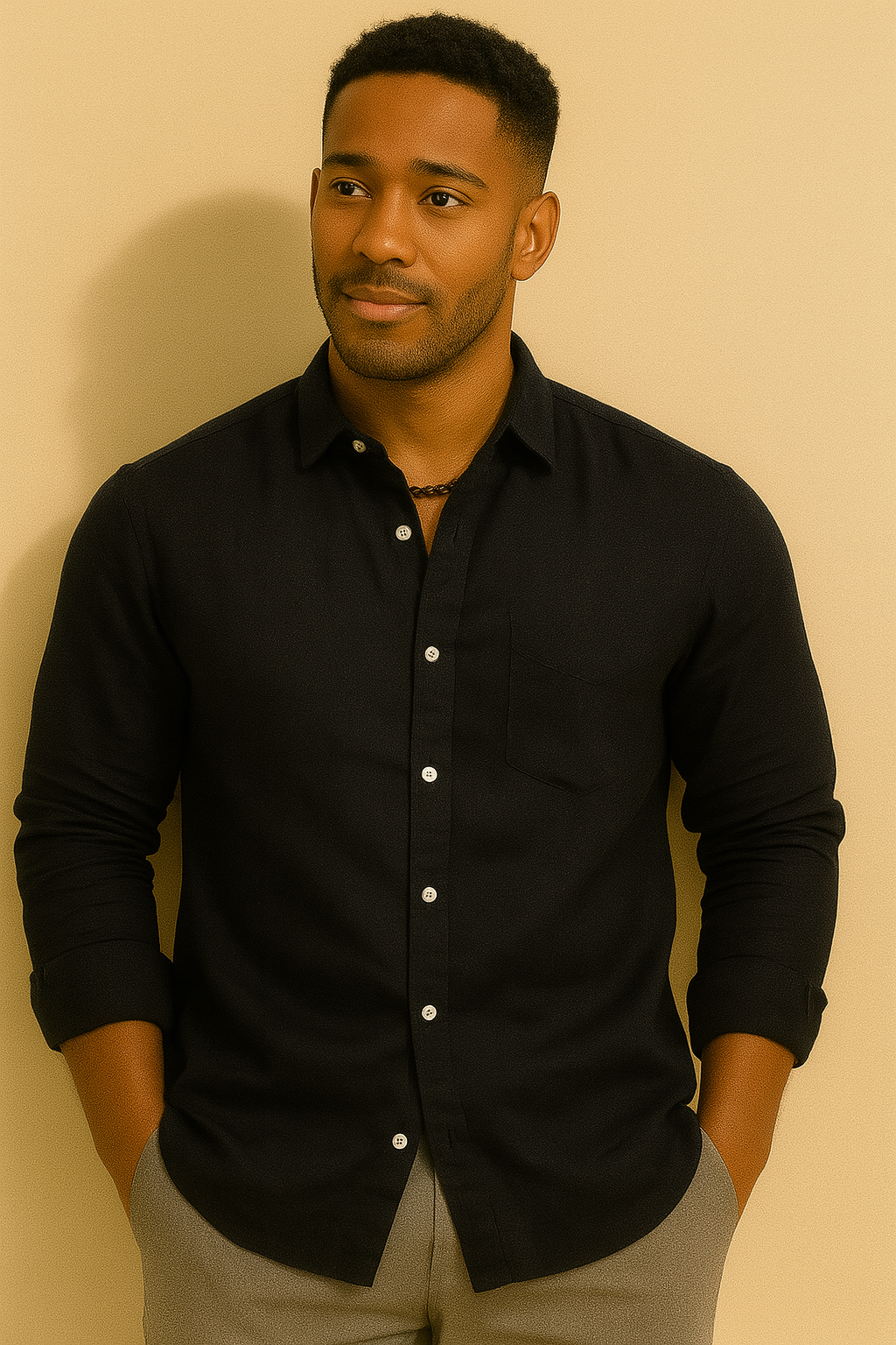 Men’s Cotton Linen Long Sleeve Shirt