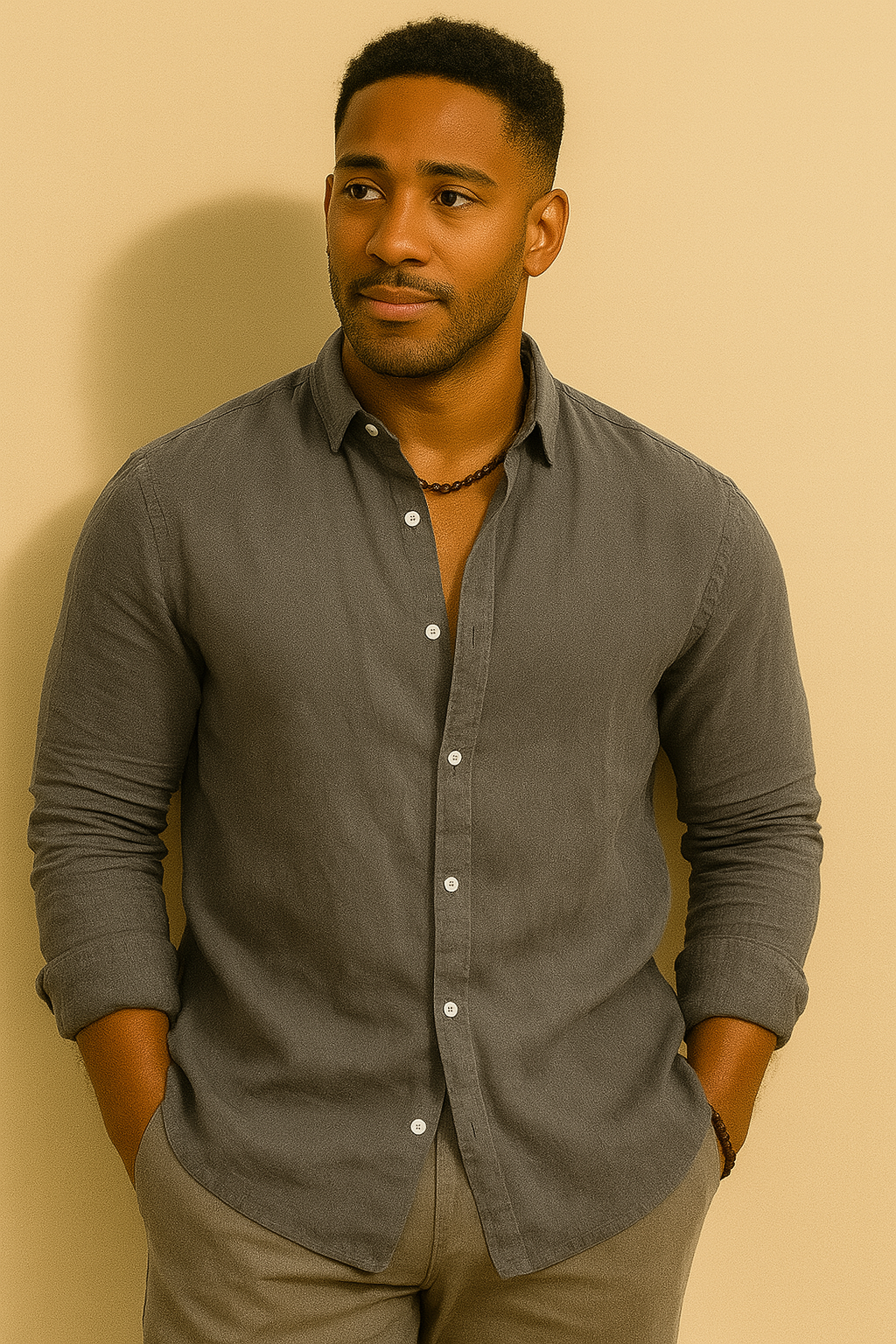 Men’s Cotton Linen Long Sleeve Shirt