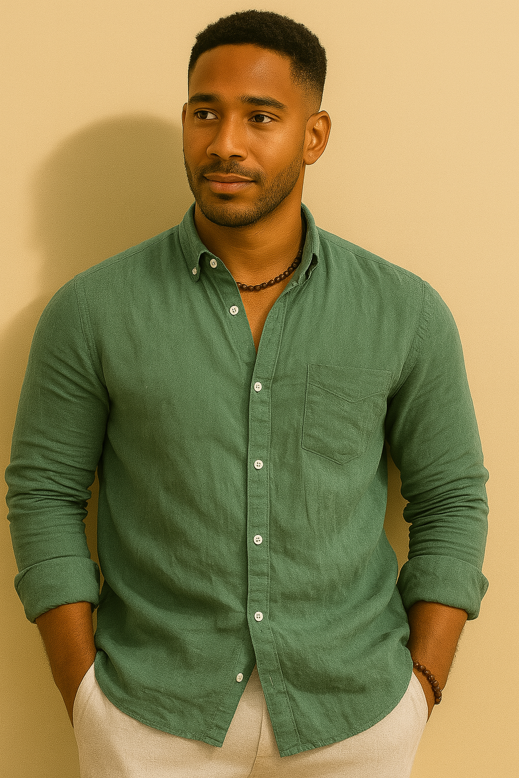 Men’s Cotton Linen Long Sleeve Shirt