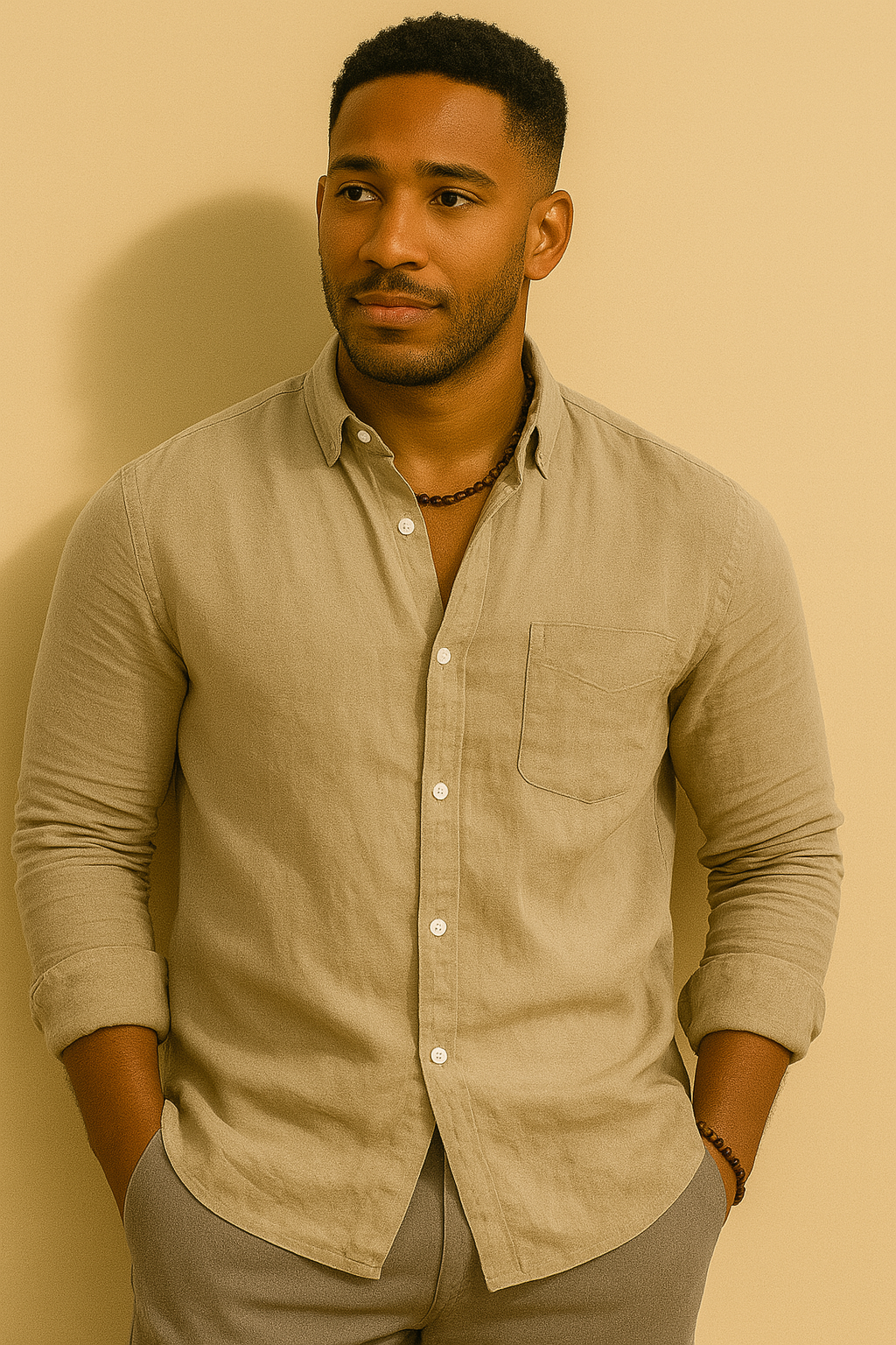 Men’s Cotton Linen Long Sleeve Shirt
