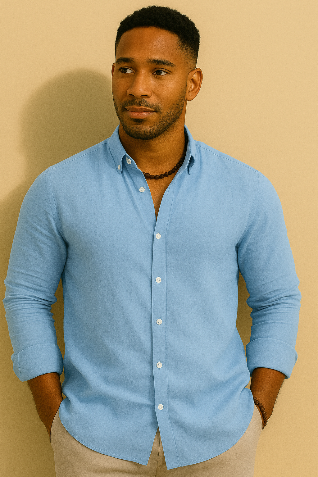 Men’s Cotton Linen Long Sleeve Shirt