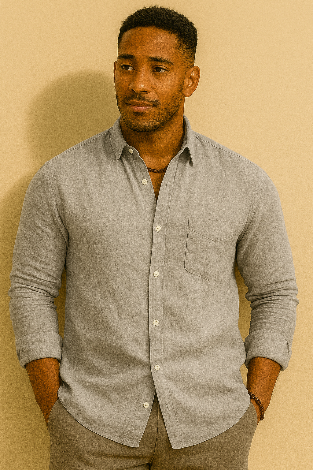 Men’s Cotton Linen Long Sleeve Shirt