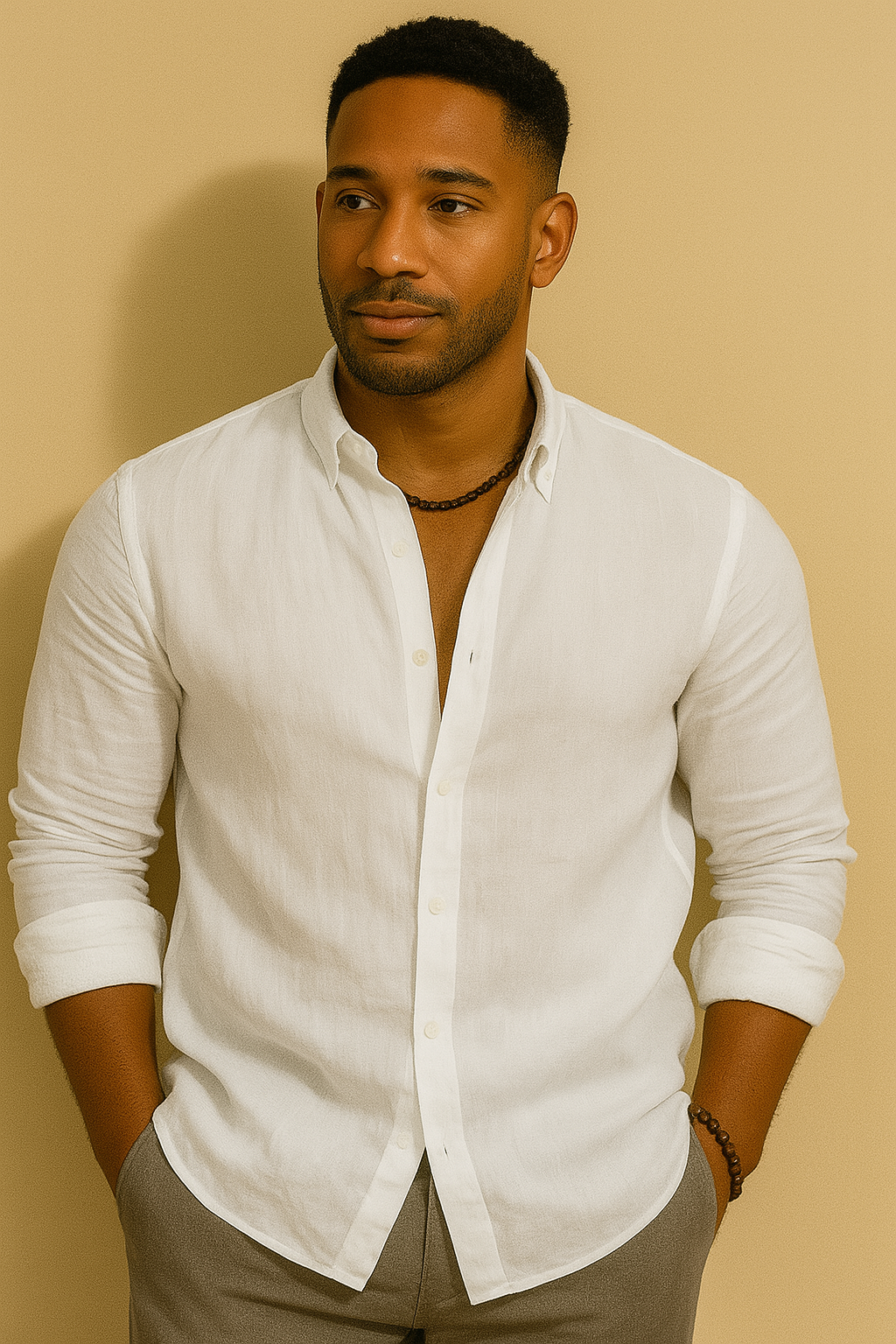 Men’s Cotton Linen Long Sleeve Shirt
