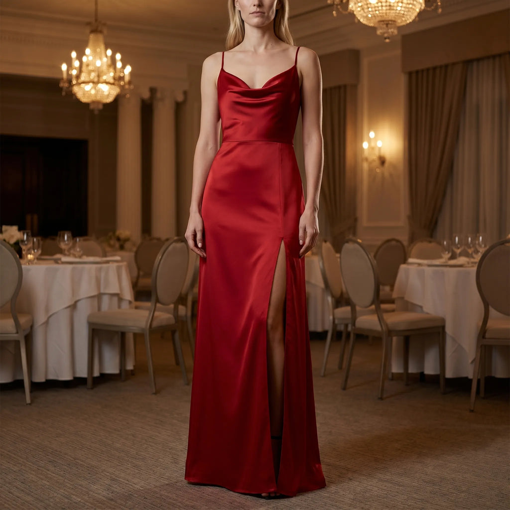 Velourne - Slim Fit Satin Maxi Dress