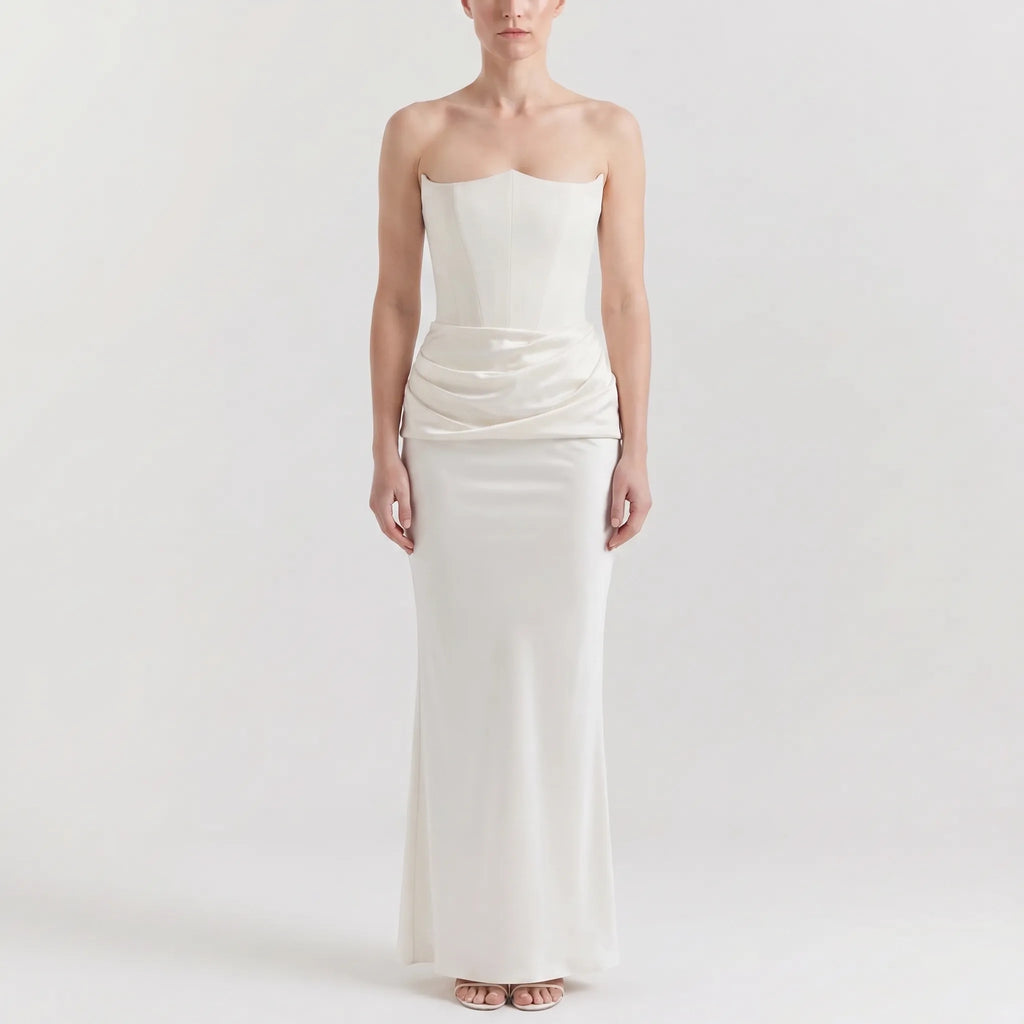 Velvoria - Strapless Sculpted Bodice Maxi Dress
