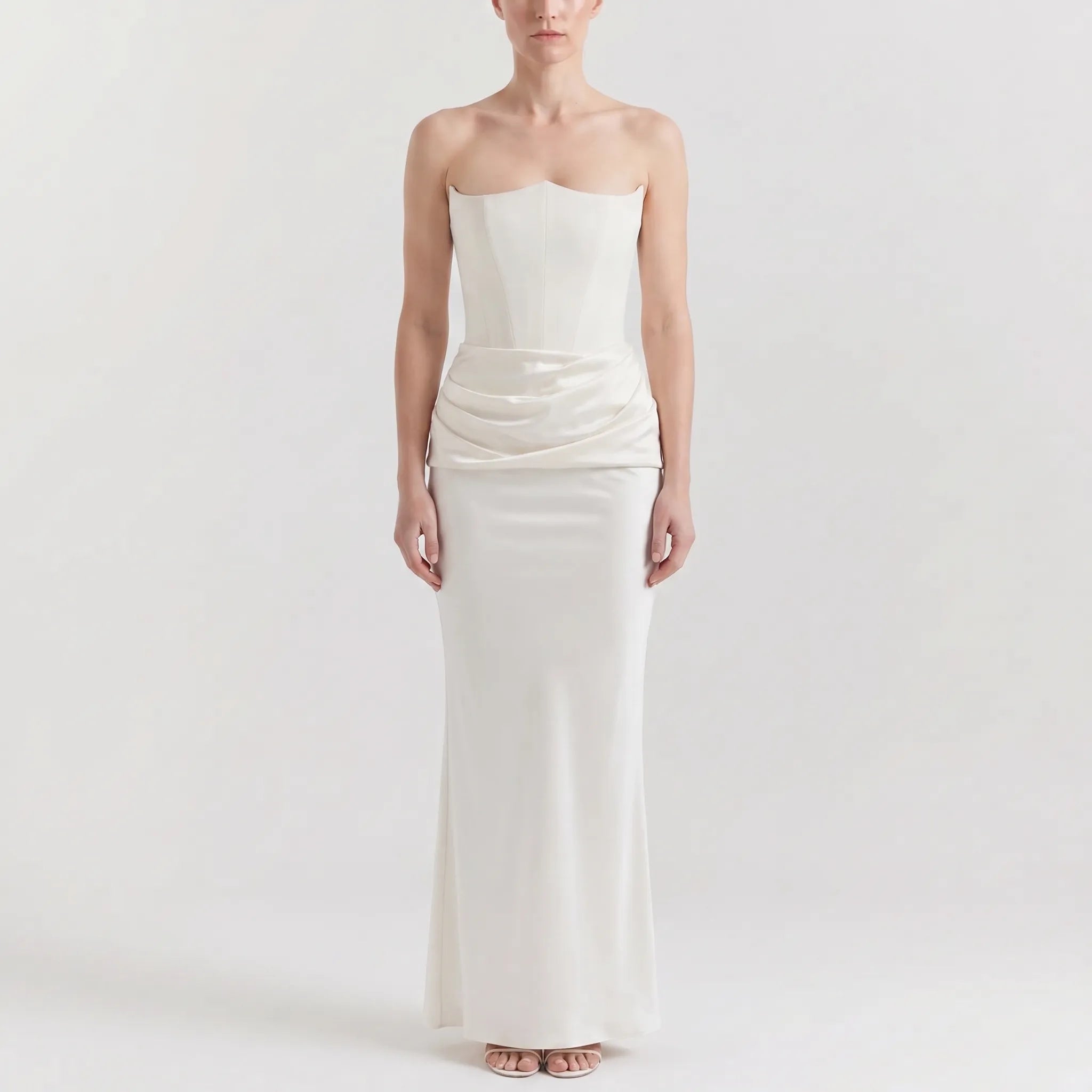 Velvoria - Strapless Sculpted Bodice Maxi Dress