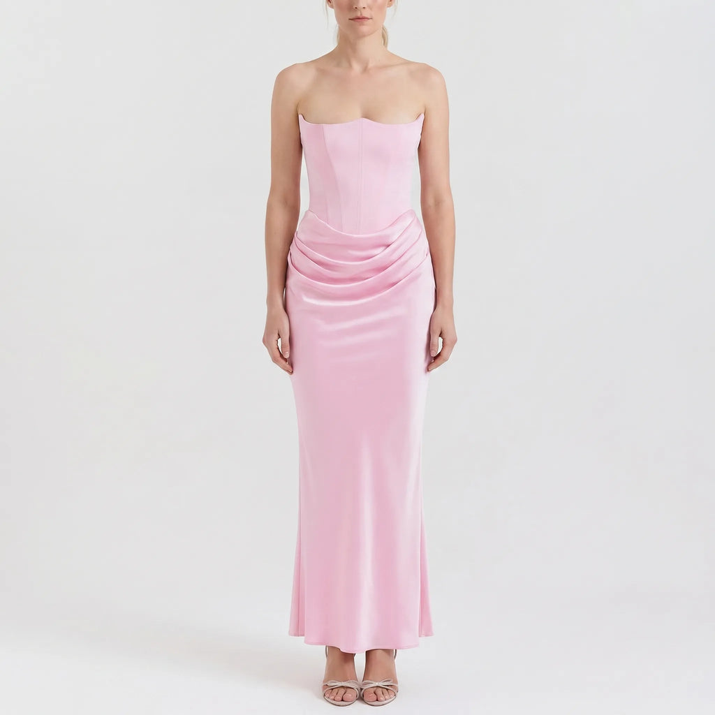Velvoria - Strapless Sculpted Bodice Maxi Dress